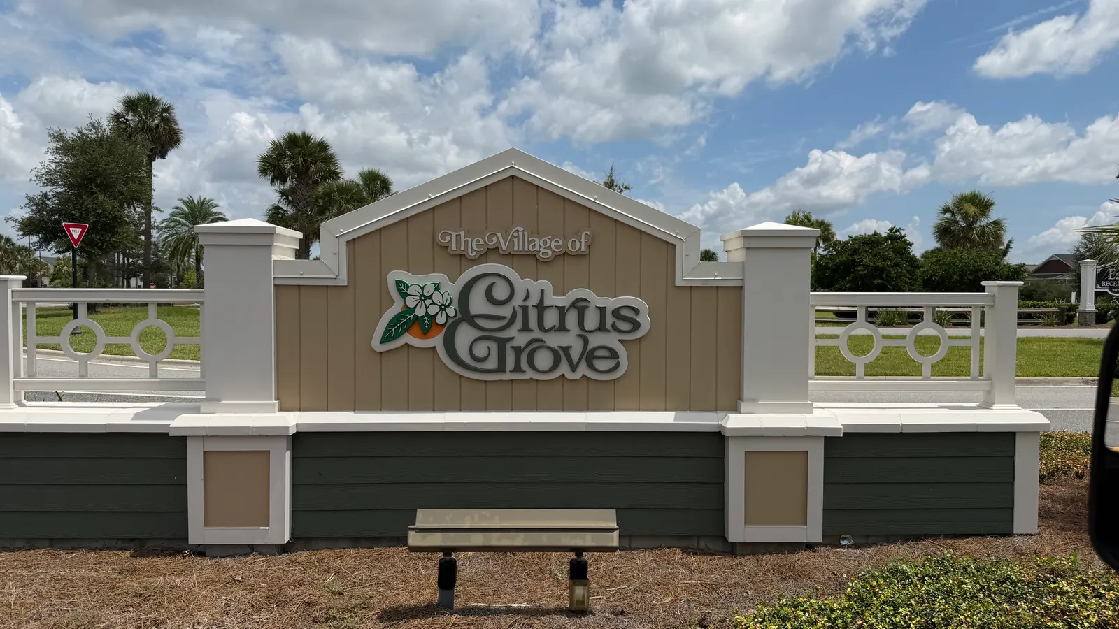 Village of Citrus Grove entrance sign in The Villages, FL