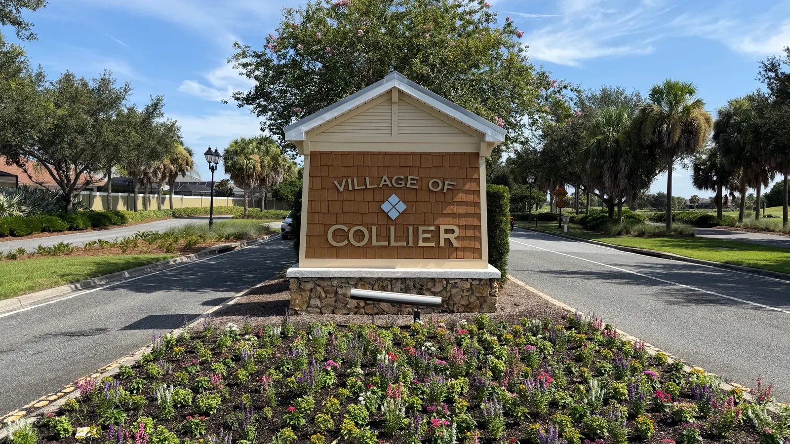 Village of Collier entrance sign in The Villages, FL