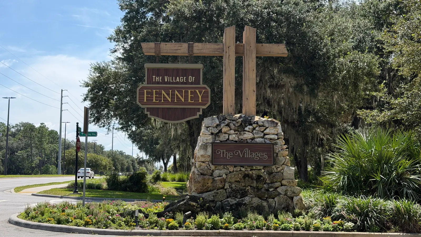 Village of Fenney entrance sign in The Villages, FL