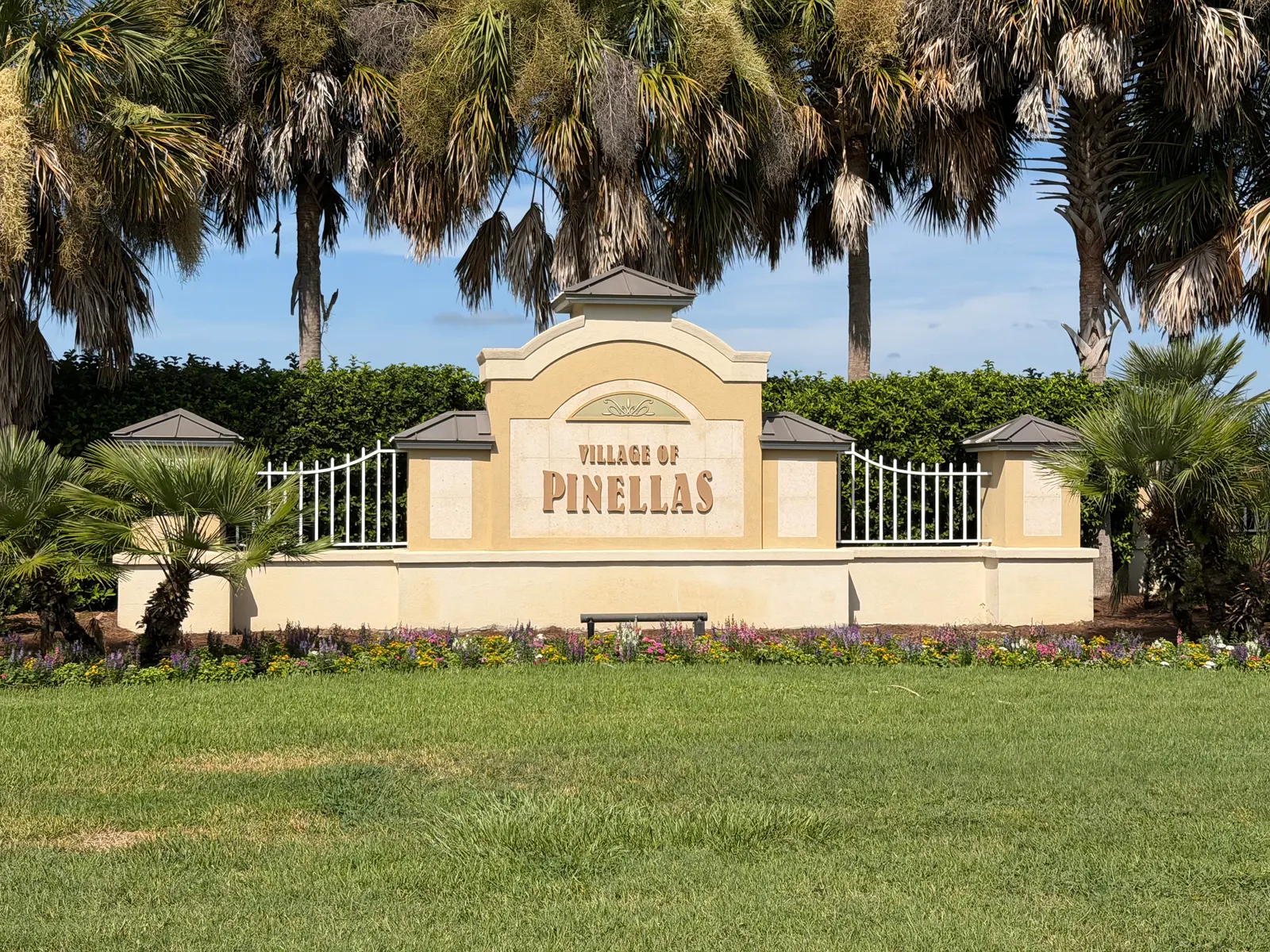 Village of Pinellas entrance sign in The Villages, FL