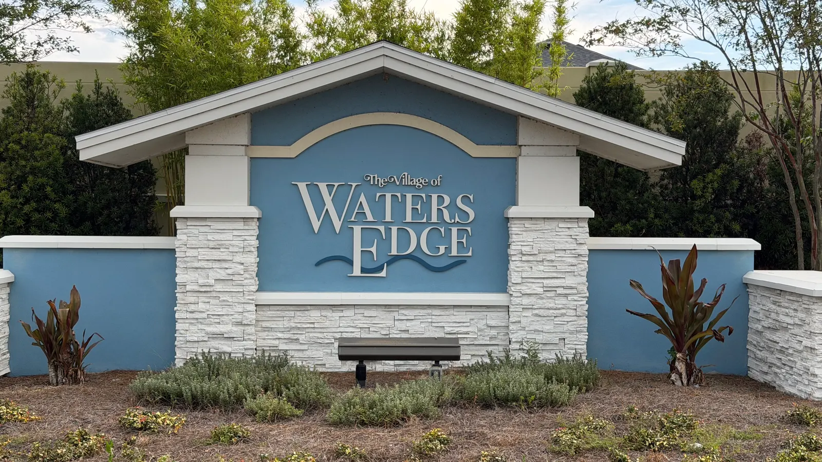 Village of Waters Edge entrance sign in The Villages, FL