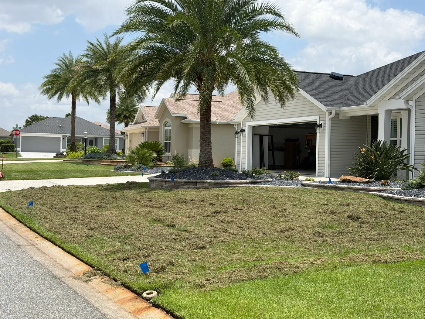 Dethatching a Villages lawn